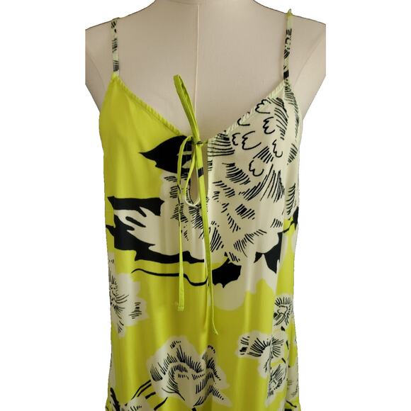 MAAJI Enchanted Mystery Print Cover-Up Dress Sz Small $98 Neon Yellow Ruffle Hem - Picture 2 of 5